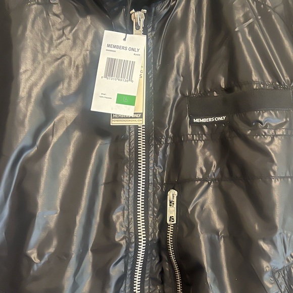 Members Only Shiny Black Bomber Jacket - Picture 4 of 4
